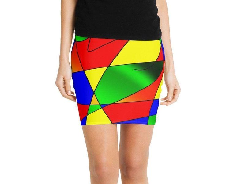 Mini Pencil Skirts-ABSTRACT CURVES #2 Mini Pencil Skirts-Multicolor Bright-from COLORADDICTED.COM-