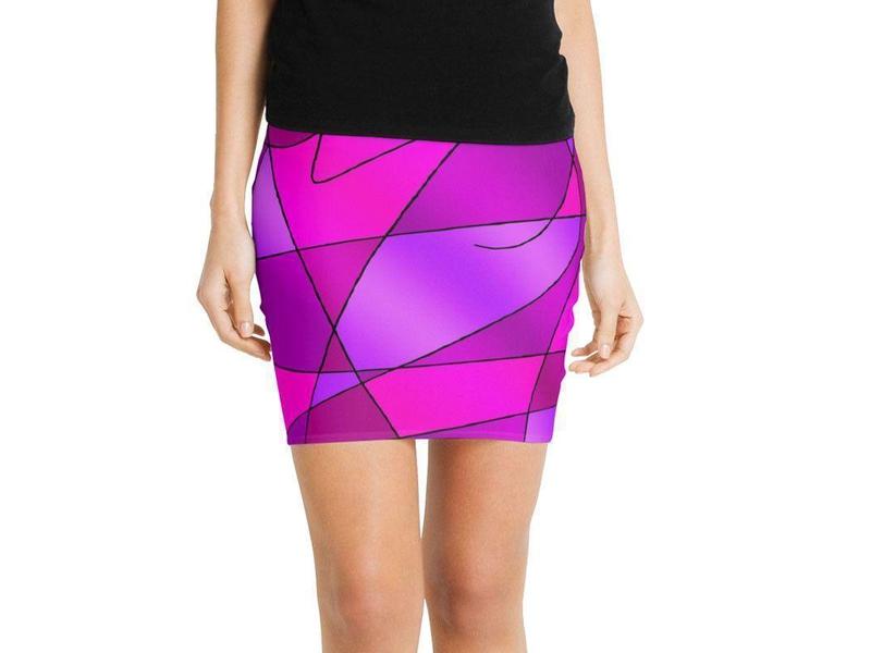 Mini Pencil Skirts-ABSTRACT CURVES #2 Mini Pencil Skirts-Purples &amp; Violets &amp; Fuchsias &amp; Magentas-from COLORADDICTED.COM-
