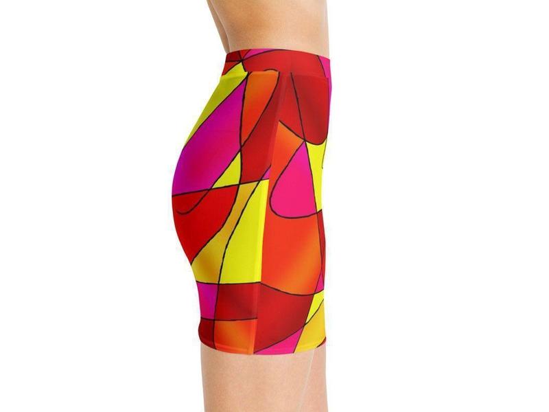 Mini Pencil Skirts-ABSTRACT CURVES #2 Mini Pencil Skirts-Reds & Oranges & Yellows & Fuchsias-from COLORADDICTED.COM-