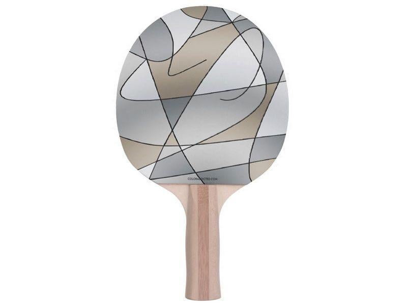 Ping Pong Paddles-ABSTRACT CURVES #2 Ping Pong Paddles-Grays &amp; Beiges-from COLORADDICTED.COM-