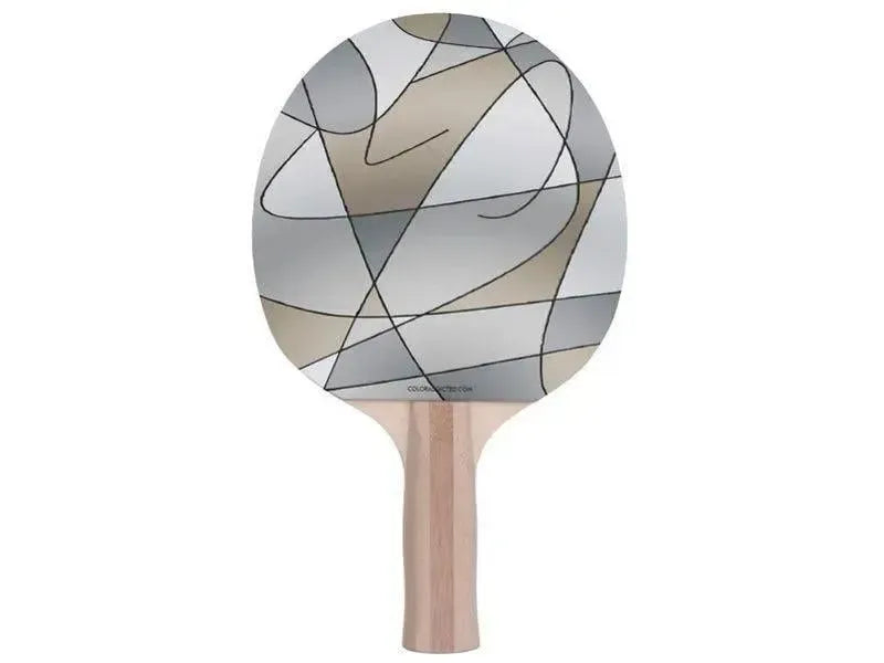 Ping Pong Paddles-ABSTRACT CURVES #2 Ping Pong Paddles-Grays & Beiges-from COLORADDICTED.COM-