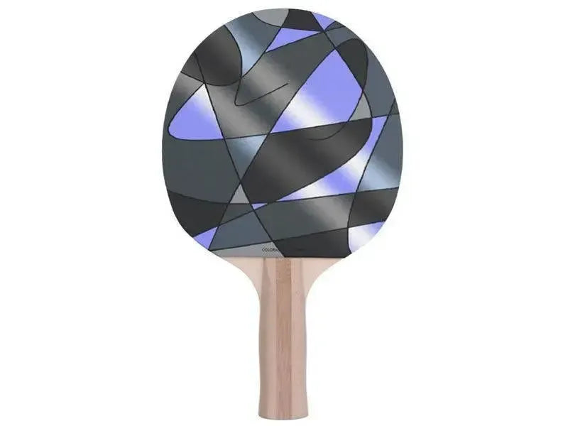 Ping Pong Paddles-ABSTRACT CURVES #2 Ping Pong Paddles-Grays & Light Blues-from COLORADDICTED.COM-