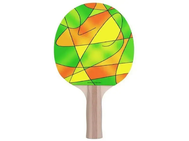 Ping Pong Paddles-ABSTRACT CURVES #2 Ping Pong Paddles-Greens & Oranges & Yellows-from COLORADDICTED.COM-