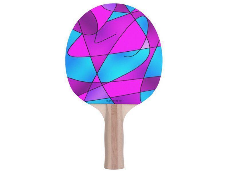 Ping Pong Paddles-ABSTRACT CURVES #2 Ping Pong Paddles-Purples &amp; Violets &amp; Fuchsias &amp; Turquoises-from COLORADDICTED.COM-