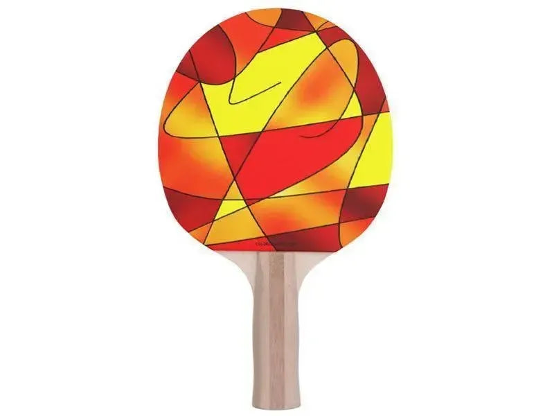 Ping Pong Paddles-ABSTRACT CURVES #2 Ping Pong Paddles-Reds & Oranges & Yellows-from COLORADDICTED.COM-