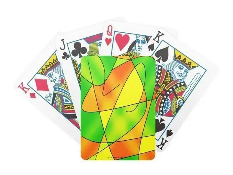 Playing Cards-ABSTRACT CURVES #2 Premium Bicycle® Playing Cards-Greens & Oranges & Yellows-from COLORADDICTED.COM-