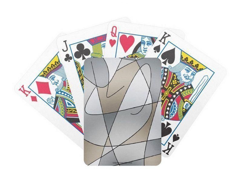 Playing Cards-ABSTRACT CURVES #2 Premium Bicycle® Playing Cards-Grays &amp; Beiges-from COLORADDICTED.COM-