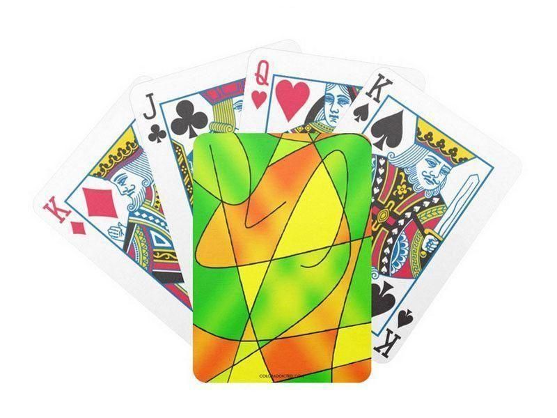 Playing Cards-ABSTRACT CURVES #2 Premium Bicycle® Playing Cards-Greens &amp; Oranges &amp; Yellows-from COLORADDICTED.COM-