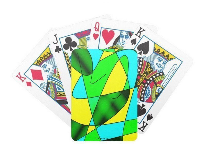 Playing Cards-ABSTRACT CURVES #2 Premium Bicycle® Playing Cards-Greens &amp; Yellows &amp; Light Blues-from COLORADDICTED.COM-
