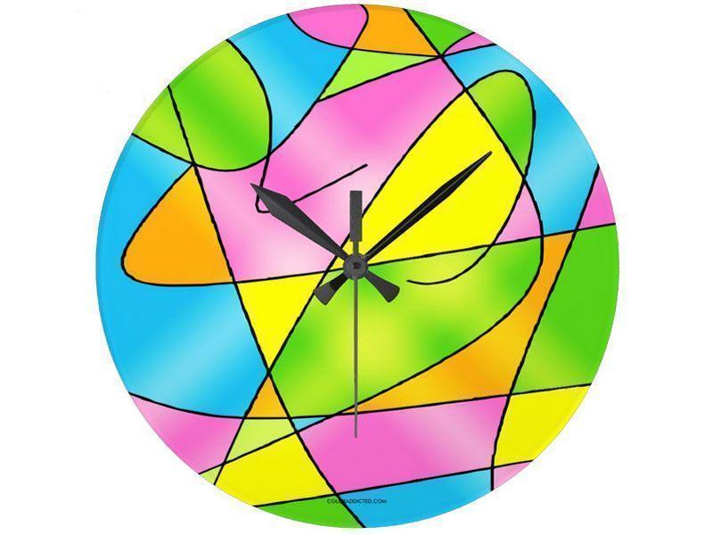 Wall Clocks-ABSTRACT CURVES #2 Round Wall Clocks-Multicolor Light-from COLORADDICTED.COM-