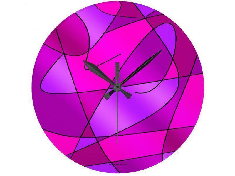Wall Clocks-ABSTRACT CURVES #2 Round Wall Clocks-Purples, Violets, Fuchsias &amp; Magentas-from COLORADDICTED.COM-