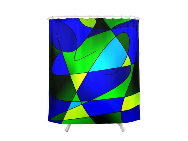 Shower Curtains-ABSTRACT CURVES #2 Shower Curtains-Blues &amp; Greens-from COLORADDICTED.COM-
