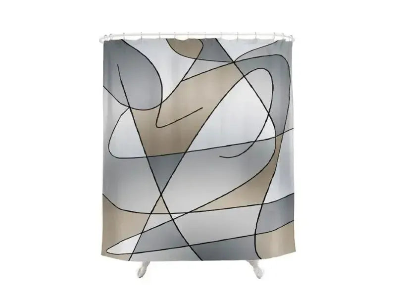 Shower Curtains-ABSTRACT CURVES #2 Shower Curtains-Grays & Beiges-from COLORADDICTED.COM-