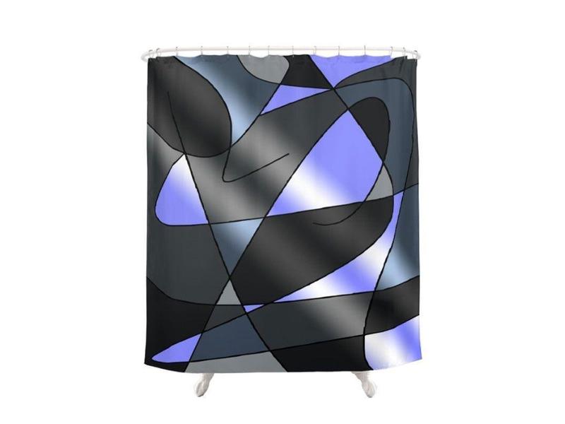 Shower Curtains-ABSTRACT CURVES #2 Shower Curtains-Grays &amp; Light Blues-from COLORADDICTED.COM-