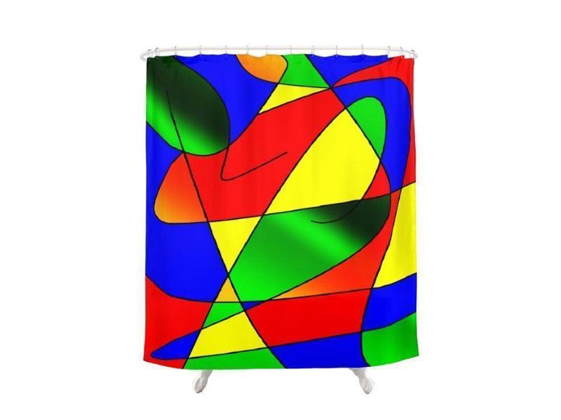 Shower Curtains-ABSTRACT CURVES #2 Shower Curtains-Multicolor Bright-from COLORADDICTED.COM-