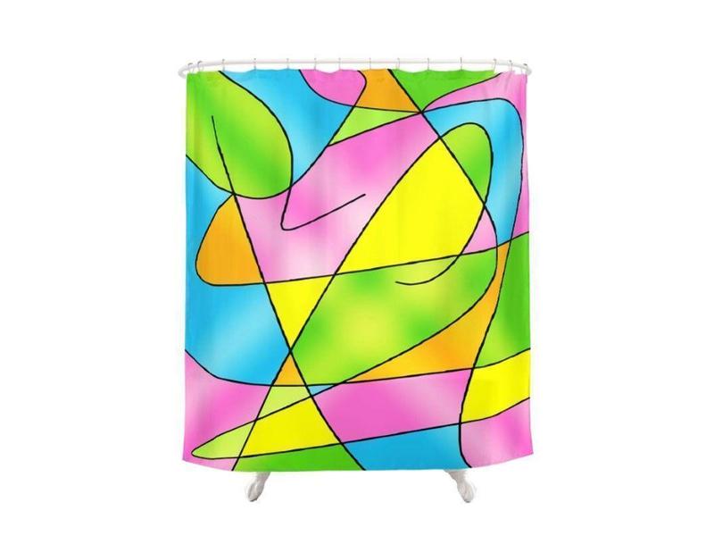 Shower Curtains-ABSTRACT CURVES #2 Shower Curtains-Multicolor Light-from COLORADDICTED.COM-