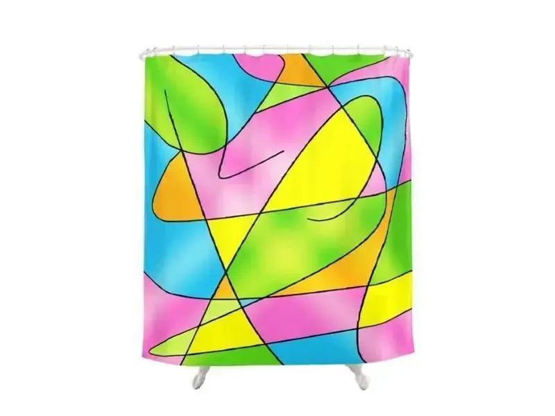 Shower Curtains-ABSTRACT CURVES #2 Shower Curtains-Multicolor Light-from COLORADDICTED.COM-
