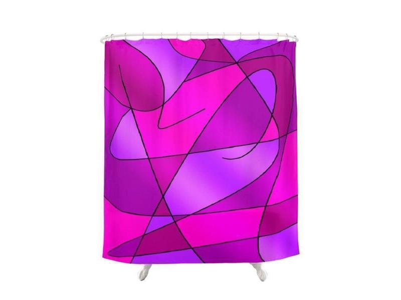Shower Curtains-ABSTRACT CURVES #2 Shower Curtains-Purples, Violets, Fuchsias &amp; Magentas-from COLORADDICTED.COM-