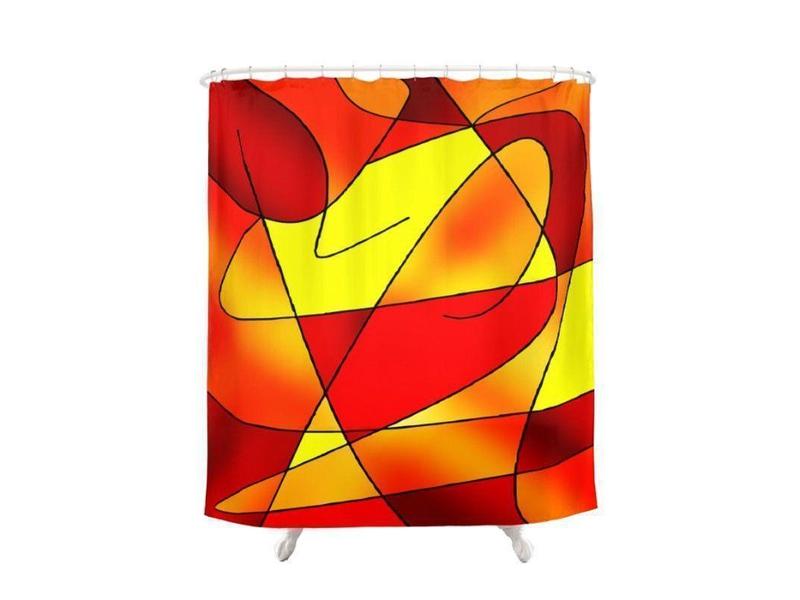 Shower Curtains-ABSTRACT CURVES #2 Shower Curtains-Reds, Oranges &amp; Yellows-from COLORADDICTED.COM-