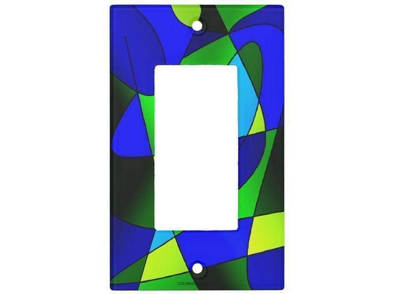 Light Switch Covers-ABSTRACT CURVES #2 Single, Double &amp; Triple-Rocker Light Switch Covers-Blues &amp; Greens-from COLORADDICTED.COM-