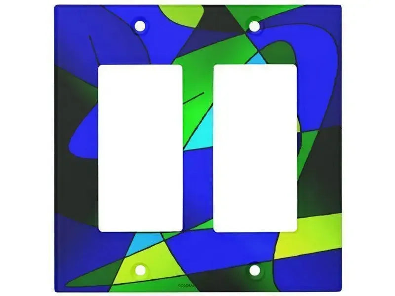 Rocker Light Switch Covers-ABSTRACT CURVES #2 Single, Double & Triple-Rocker Light Switch Covers-Blues & Greens-from COLORADDICTED.COM-