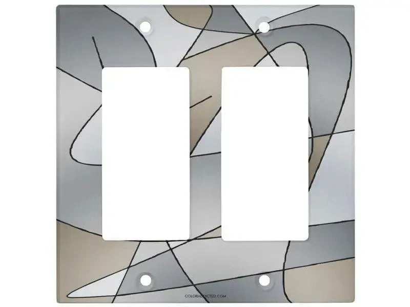 Rocker Light Switch Covers-ABSTRACT CURVES #2 Single, Double & Triple-Rocker Light Switch Covers-Grays & Beiges-from COLORADDICTED.COM-