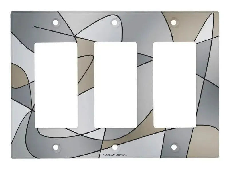 Rocker Light Switch Covers-ABSTRACT CURVES #2 Single, Double & Triple-Rocker Light Switch Covers-Grays & Beiges-from COLORADDICTED.COM-