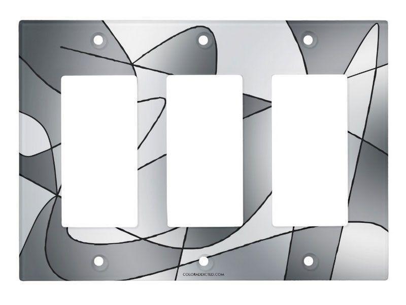 Light Switch Covers-ABSTRACT CURVES #2 Single, Double &amp; Triple-Rocker Light Switch Covers-Grays-from COLORADDICTED.COM-
