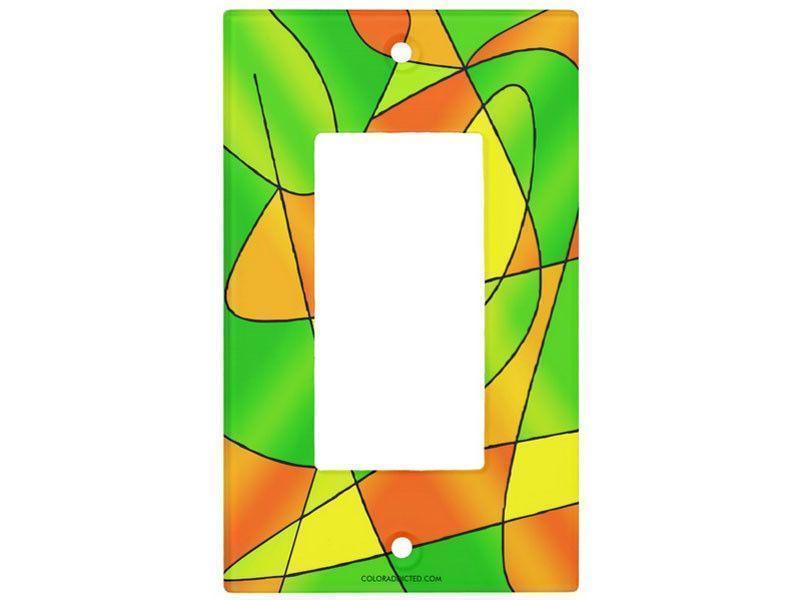 Light Switch Covers-ABSTRACT CURVES #2 Single, Double &amp; Triple-Rocker Light Switch Covers-Greens &amp; Oranges &amp; Yellows-from COLORADDICTED.COM-