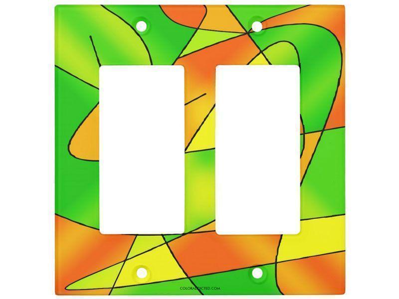 Light Switch Covers-ABSTRACT CURVES #2 Single, Double &amp; Triple-Rocker Light Switch Covers-Greens &amp; Oranges &amp; Yellows-from COLORADDICTED.COM-