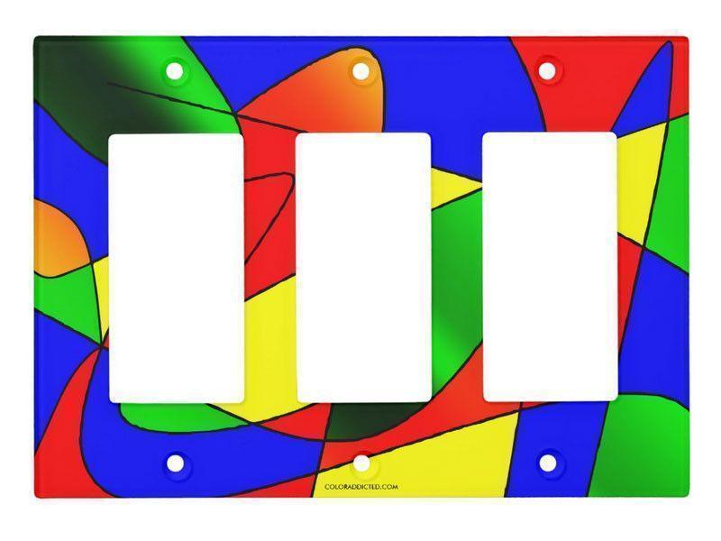 Light Switch Covers-ABSTRACT CURVES #2 Single, Double &amp; Triple-Rocker Light Switch Covers-Multicolor Bright-from COLORADDICTED.COM-