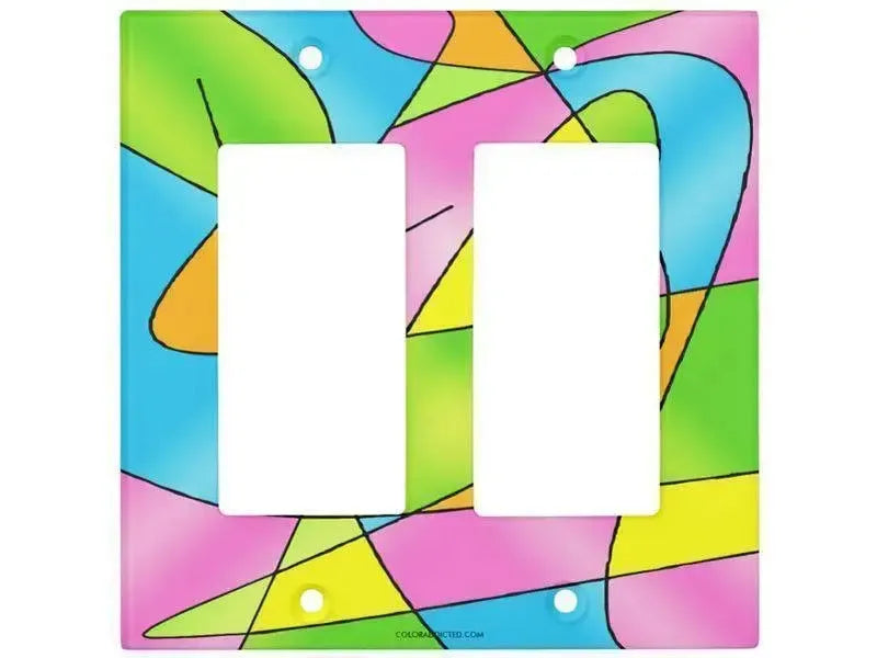 Rocker Light Switch Covers-ABSTRACT CURVES #2 Single, Double & Triple-Rocker Light Switch Covers-Multicolor Light-from COLORADDICTED.COM-