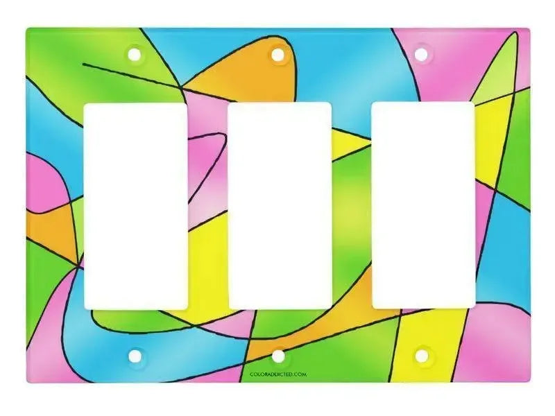 Rocker Light Switch Covers-ABSTRACT CURVES #2 Single, Double & Triple-Rocker Light Switch Covers-Multicolor Light-from COLORADDICTED.COM-