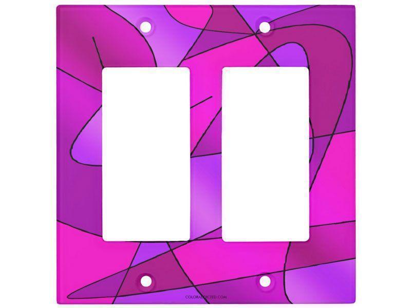 Light Switch Covers-ABSTRACT CURVES #2 Single, Double &amp; Triple-Rocker Light Switch Covers-Purples &amp; Violets &amp; Fuchsias &amp; Magentas-from COLORADDICTED.COM-