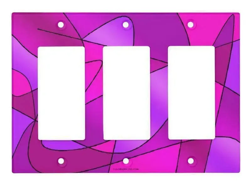 Rocker Light Switch Covers-ABSTRACT CURVES #2 Single, Double & Triple-Rocker Light Switch Covers-Purples & Violets & Fuchsias & Magentas-from COLORADDICTED.COM-