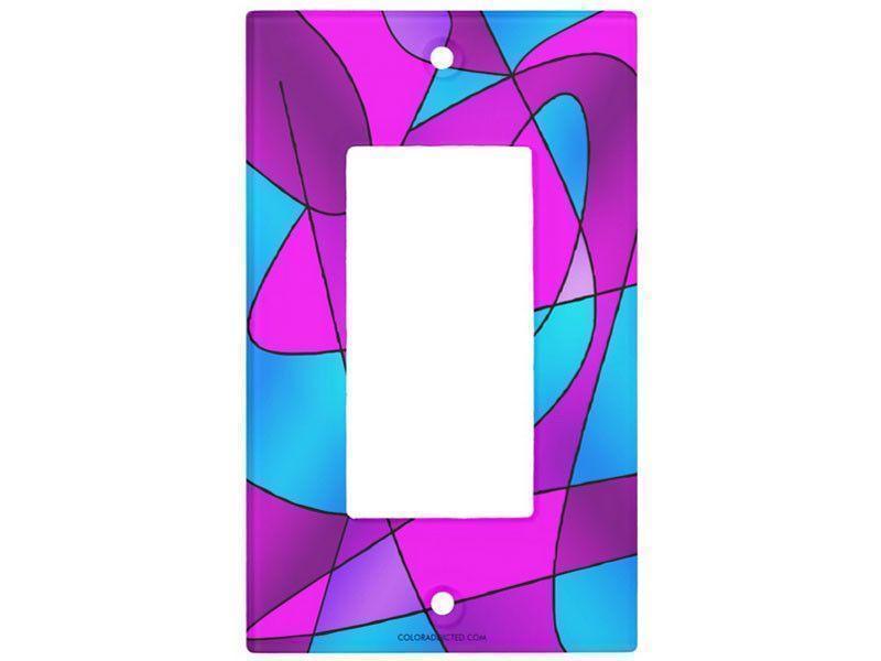 Light Switch Covers-ABSTRACT CURVES #2 Single, Double &amp; Triple-Rocker Light Switch Covers-Purples &amp; Violets &amp; Fuchsias &amp; Turquoises-from COLORADDICTED.COM-