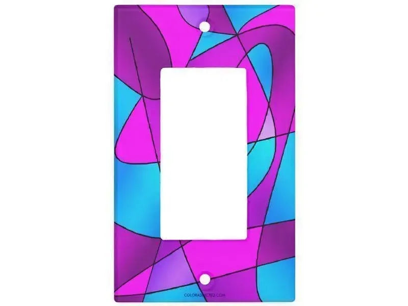 Rocker Light Switch Covers-ABSTRACT CURVES #2 Single, Double & Triple-Rocker Light Switch Covers-Purples & Violets & Fuchsias & Turquoises-from COLORADDICTED.COM-