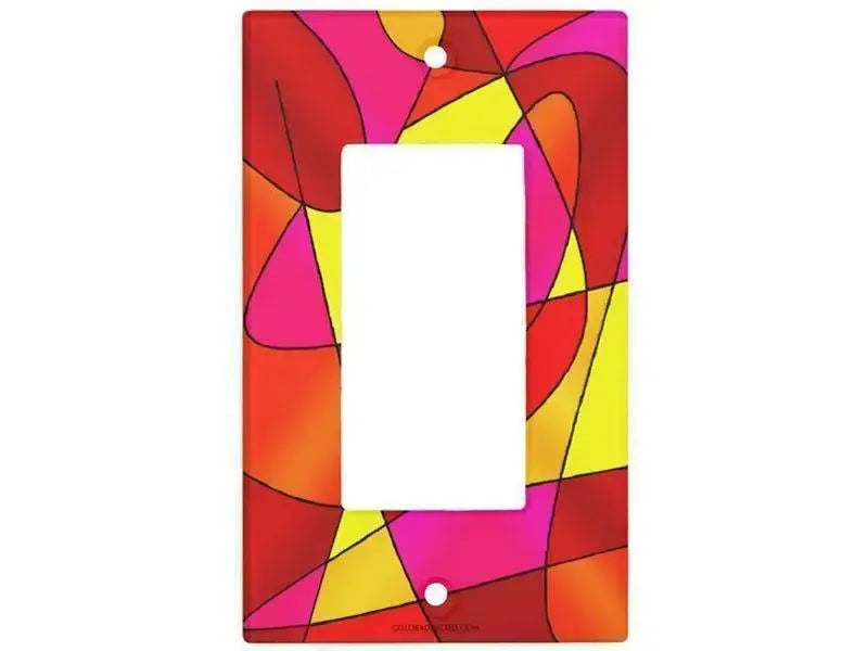 Rocker Light Switch Covers-ABSTRACT CURVES #2 Single, Double & Triple-Rocker Light Switch Covers-Reds & Oranges & Yellows & Fuchsias-from COLORADDICTED.COM-