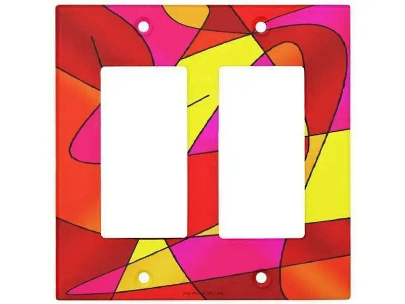 Rocker Light Switch Covers-ABSTRACT CURVES #2 Single, Double & Triple-Rocker Light Switch Covers-Reds & Oranges & Yellows & Fuchsias-from COLORADDICTED.COM-