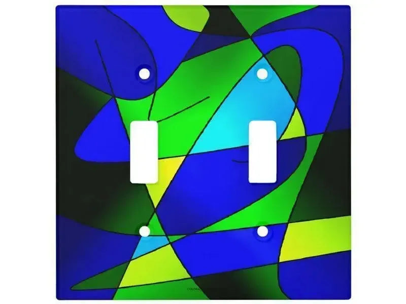 Toggle Light Switch Covers-ABSTRACT CURVES #2 Single, Double & Triple-Toggle Light Switch Covers-Blues & Greens-from COLORADDICTED.COM-
