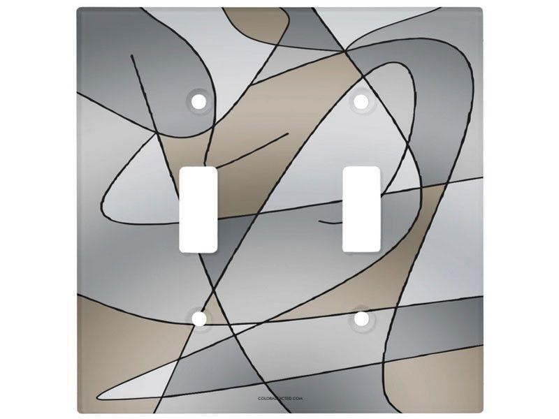 Light Switch Covers-ABSTRACT CURVES #2 Single, Double &amp; Triple-Toggle Light Switch Covers-Grays &amp; Beiges-from COLORADDICTED.COM-