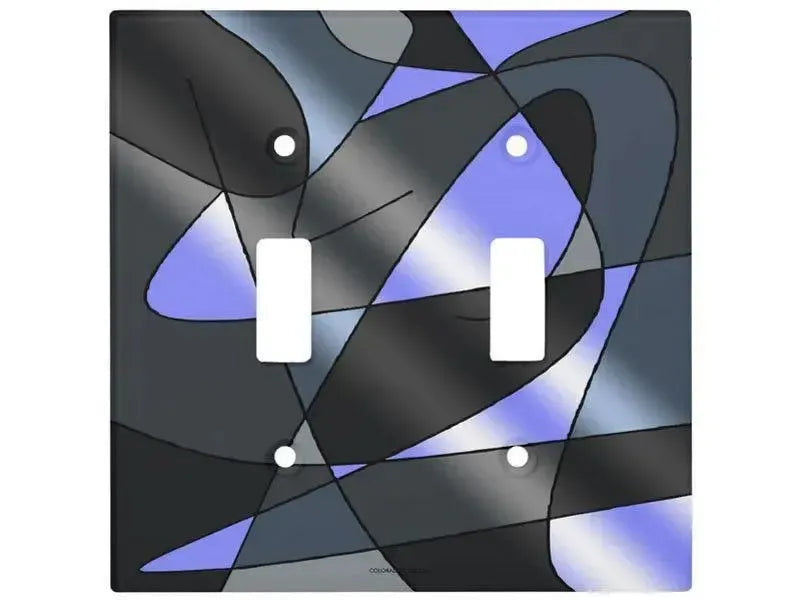 Toggle Light Switch Covers-ABSTRACT CURVES #2 Single, Double & Triple-Toggle Light Switch Covers-Grays & Light Blues-from COLORADDICTED.COM-
