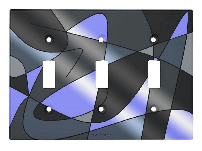 Light Switch Covers-ABSTRACT CURVES #2 Single, Double &amp; Triple-Toggle Light Switch Covers-Grays &amp; Light Blues-from COLORADDICTED.COM-