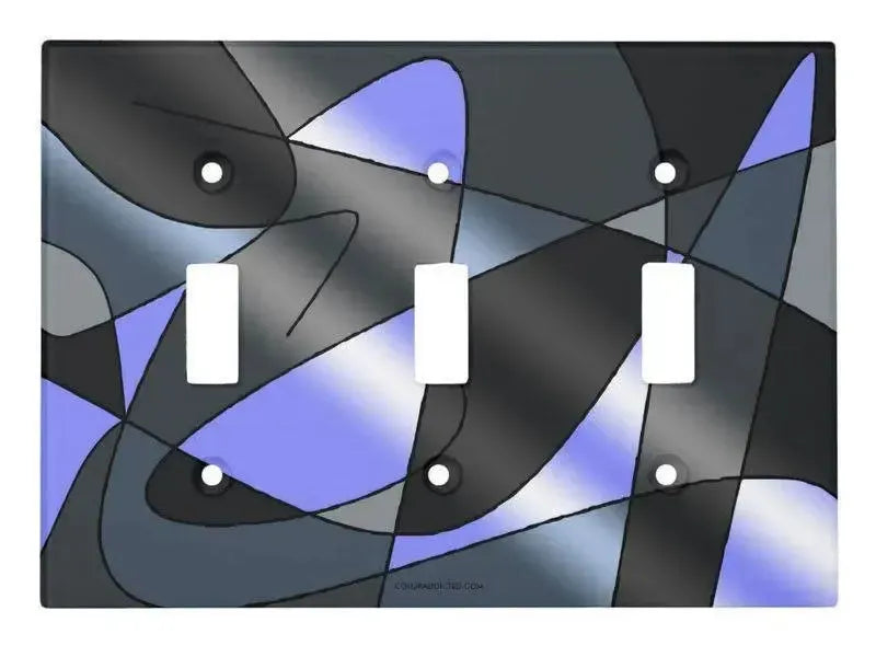 Toggle Light Switch Covers-ABSTRACT CURVES #2 Single, Double & Triple-Toggle Light Switch Covers-Grays & Light Blues-from COLORADDICTED.COM-