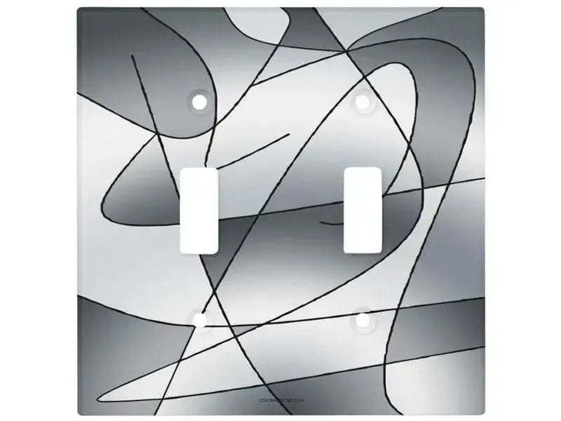 Toggle Light Switch Covers-ABSTRACT CURVES #2 Single, Double & Triple-Toggle Light Switch Covers-Grays-from COLORADDICTED.COM-