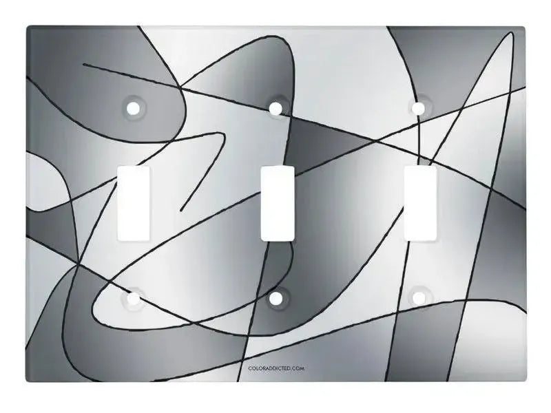 Toggle Light Switch Covers-ABSTRACT CURVES #2 Single, Double & Triple-Toggle Light Switch Covers-Grays-from COLORADDICTED.COM-