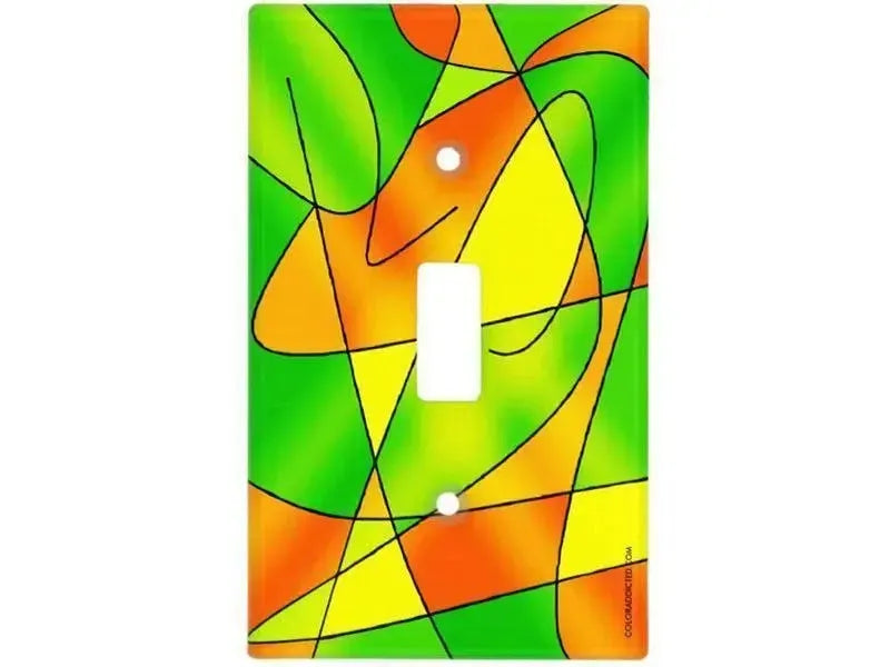 Toggle Light Switch Covers-ABSTRACT CURVES #2 Single, Double & Triple-Toggle Light Switch Covers-Greens & Oranges & Yellows-from COLORADDICTED.COM-