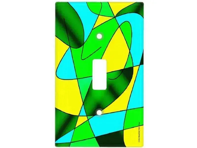 Toggle Light Switch Covers-ABSTRACT CURVES #2 Single, Double & Triple-Toggle Light Switch Covers-Greens & Yellows & Light Blues-from COLORADDICTED.COM-