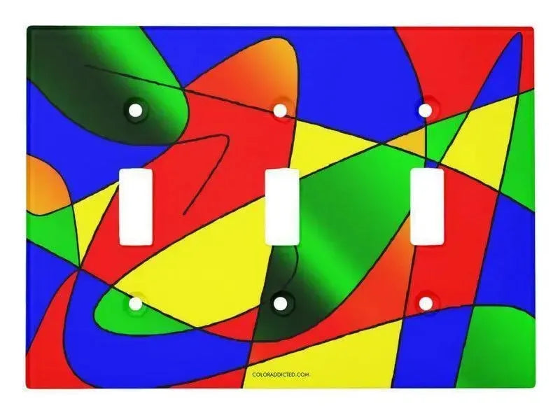 Toggle Light Switch Covers-ABSTRACT CURVES #2 Single, Double & Triple-Toggle Light Switch Covers-Multicolor Bright-from COLORADDICTED.COM-