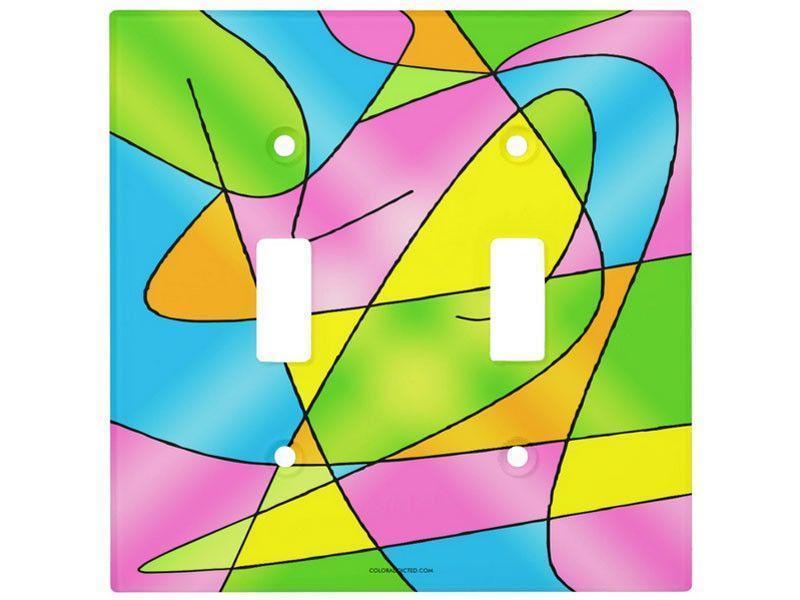 Light Switch Covers-ABSTRACT CURVES #2 Single, Double &amp; Triple-Toggle Light Switch Covers-Multicolor Light-from COLORADDICTED.COM-
